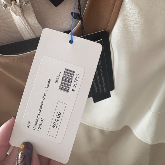 Size Small Fate Neutral Faux Leather Sleeveless Shift Dress with Ruffle Hem - Picture 3 of 3